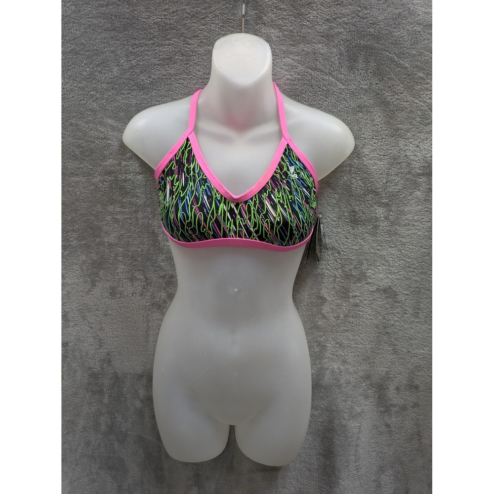 TYR Bikini Swim Top Durafast One Crosscut Tieback Sporty Colorful (NWT w/ Flaws)